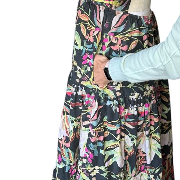CONDITIONS APPLY Gray Colorful Floral Tiered Maxi Dress Backless Women's Size S - Picture 4 of 6